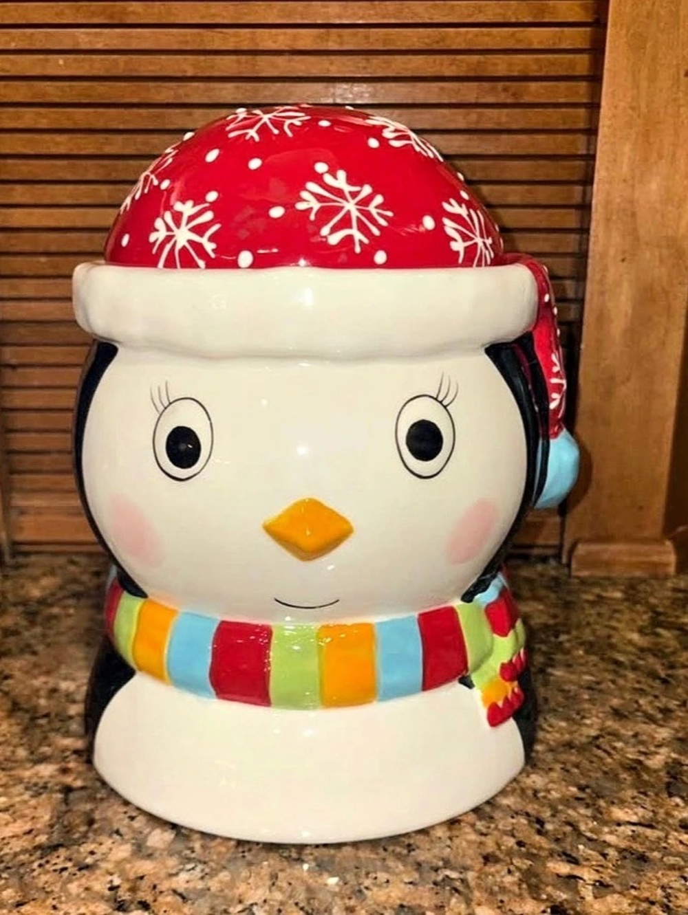 ceramic Real Home Christmas Penguin Cookie Jar